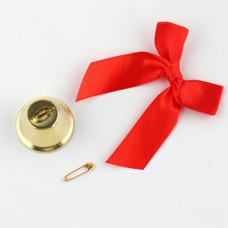A bell on a pin with a bow for graduation, red, d = 3.6 cm-3