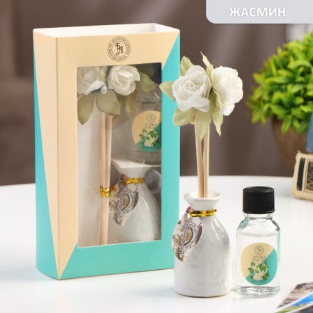 Gift set with a diffuser "Vase with a flower" jasmine, "wealth of aroma"-4