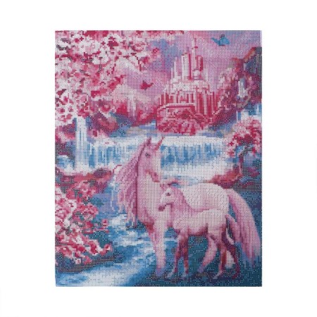Diamond mosaic with a complete filling on the subframe "Fairytale unicorns", 40 x 50 cm-2