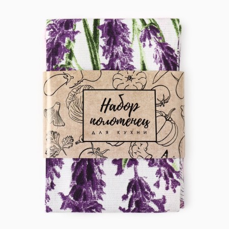 A set of towels "Dolyana" Lavender 35x60 ± 2 cm-2 pcs., 100% HL, Rogozhka, 162g/m2-6