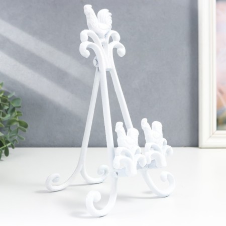 Souvenir cast iron stand "Rooster and chicken" white 28x6x16 cm