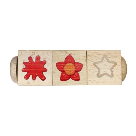 Wooden cubes “Learn colors and shapes”, on the axis, 3 cubes-3