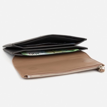 Women's wallet on magnets, gray/beige color-3
