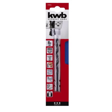 Metal drill KWB Din338, 8.5x117 mm, sharpening angle 118 °, steel HSS-R-1