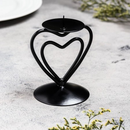 Glamur candlestick metal per 1 candle, 9x10.2 cm, black-1