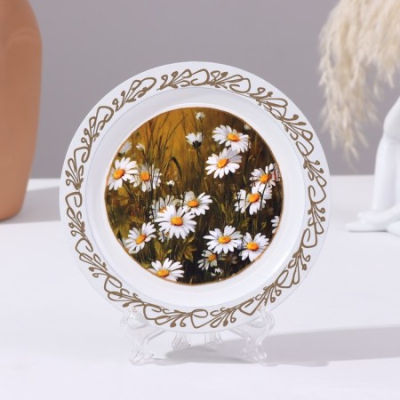 Panel-melting "Chamomile", white, d = 14.8 cm, lacquer miniature