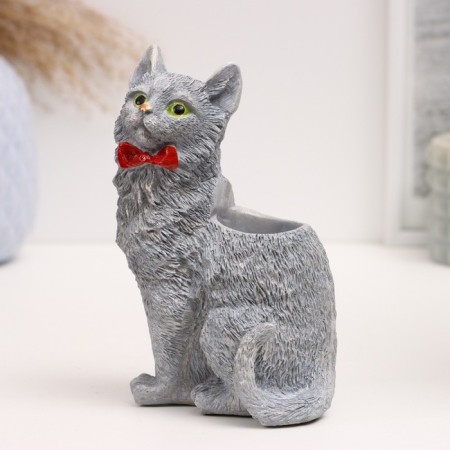 VAZ - Pencil "Cat with a bow" 15x12x10cm, gray-1