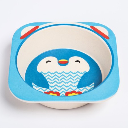 A set of children's bamboo dishes "Penguin", plate, bowl, glass, devices, 5 items-4