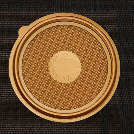 Container plastic disposable pr-S-85D, round, cover, D = 11 cm, golden color-2