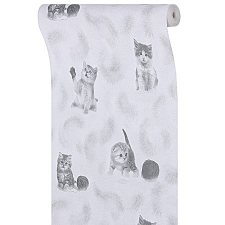 Kitteen paper wallpaper 255-01, 0.53x10.05m, gray