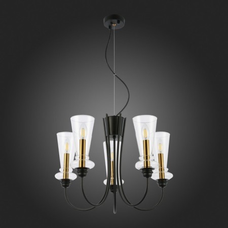 Suspended EVOLUCE lamp. Sle112403-05. Rammo. 5x40 watts, E14, 54x54x44 cm, black color-3