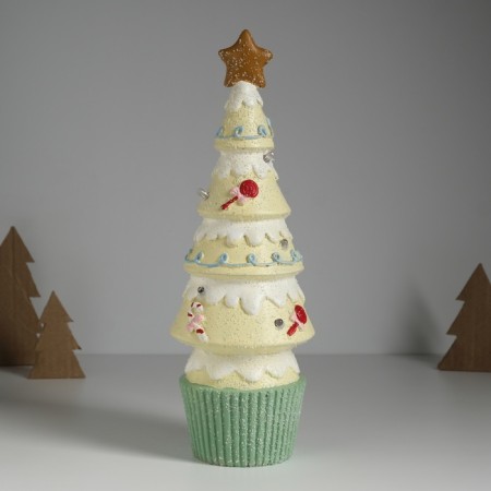 Souvenir Ceramics Light "Gingerbread Christmas tree" light yellow 10x10x31 cm