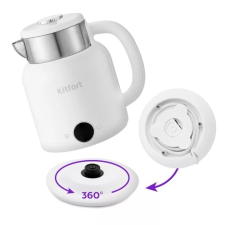 Electric kettle KitFort KT-6196-2, metal, 1.5 l, 2200 watts, white-6