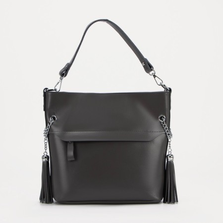 Luggage bag on lightning, 2 outer pockets, long belt, gray color