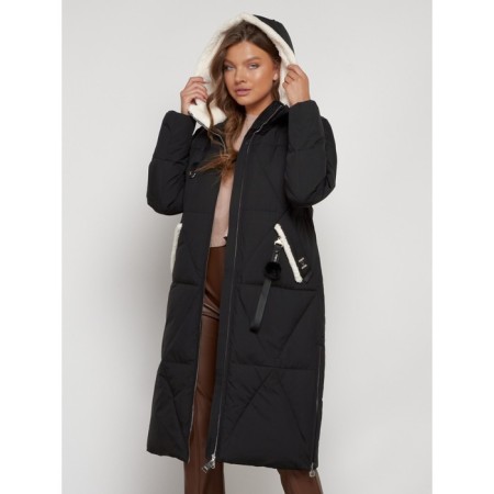 Coat insulated winter female, size 50, black color-17