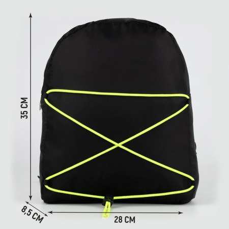 School backpack textile with lacing, black color-1