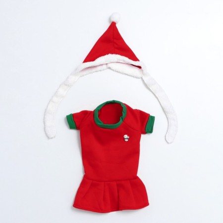 New Year's costume "Snow Maiden" for dogs, size XL, red (DS 38, Osh 38, OG 48 cm)-5