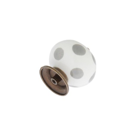 Handle button tundra, ceramic, white color with gray circles-2