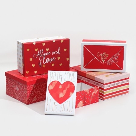 Set of boxes 5 in 1, gift packaging, “love”, 22 x 14 x 8.5 - 32.5 x 20 x 12.5 cm