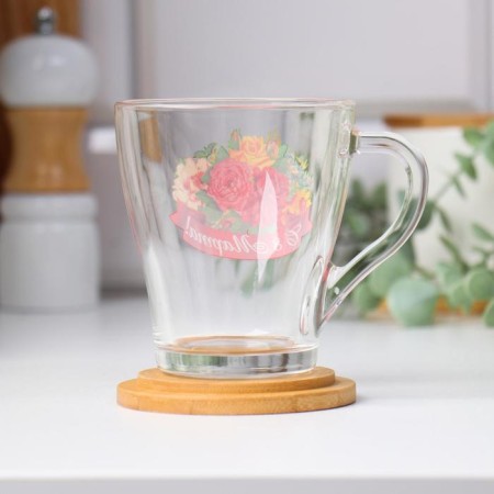 Mug "Since March 8!" Flowers, red tape, 200 ml-3