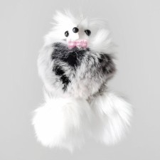 Mouse on legs, from natural rabbit fur, 10 cm, mix of flowers