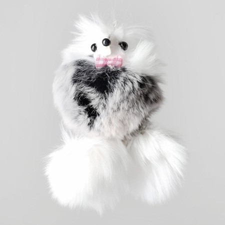 Mouse on legs, from natural rabbit fur, 10 cm, mix of flowers