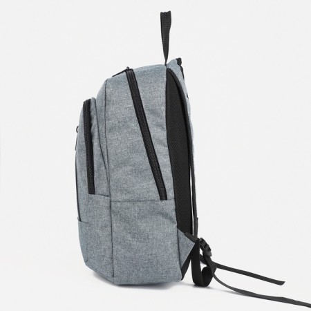 A backpack with a zipper, "saxi", outer pocket, gray color-3