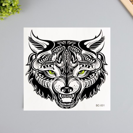 Tattoo on the body Black "Wolf" 38x24 cm