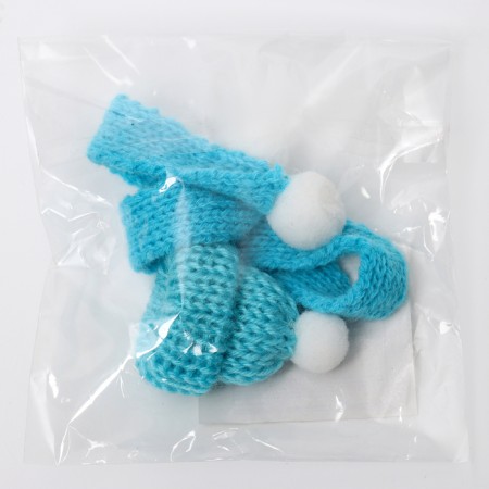 Knitted hat and scarf for toys, blue color-6
