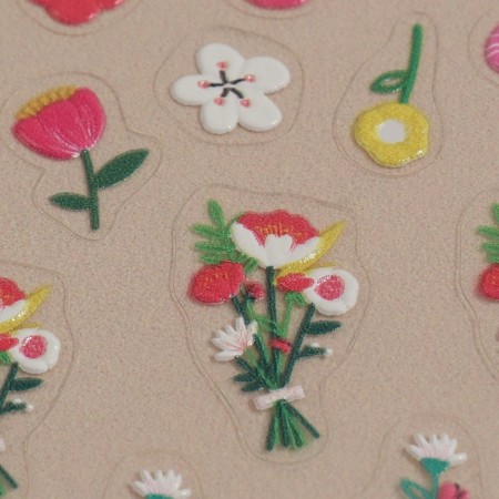 Nail stickers "Field flowers", voluminous, multi -colored-2