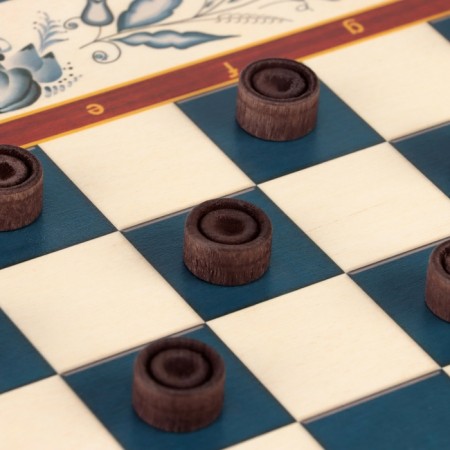 Board game 3 in 1 "Gzhel": chess, backgammon, checkers, wood 40 x 40 cm-10