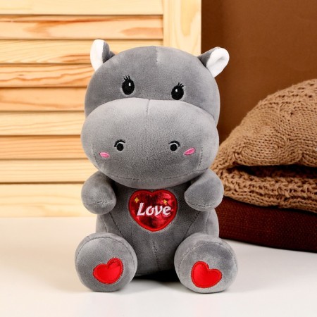 Soft toy "Hippo", size 22 cm, color gray color