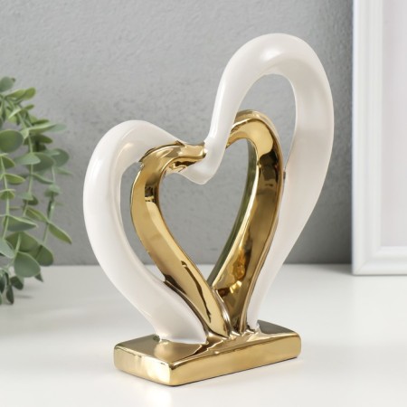 Souvenir ceramics "woven hearts" white with gold 5.5x17.5x19.5 cm-3