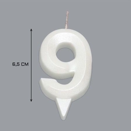 Candle in the Cake "Fine", number "9", pearl, 6.5 cm-2