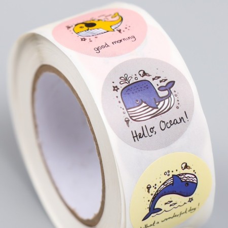 Stick Paper "Whales" d = 2.5 cm 500 pcs in a roll 3x6.5x6.5 cm-3