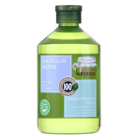 Micellar water for dry skin "Modamo", with flax extract, "Herbal & Berries", 500 ml
