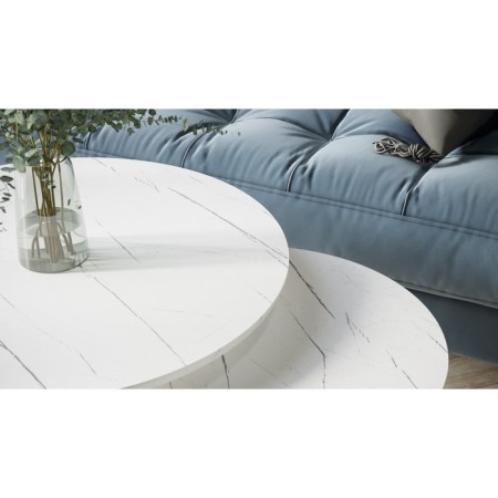 A set of two coffee tables "Leslie", 810 × 610 × 500 mm, white marble / titanium color-5