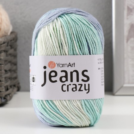 Yarn "Jeans Crazy" 55% cotton, 45% acrylic 160m/50g (8208 lilac-green.)-4