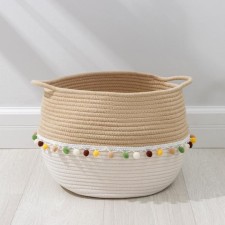 Basket for storage wicker with handmade handles of the Vori Dolyan, 39 × 29 × 23 cm, white color
