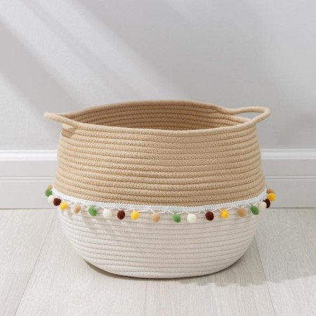 Basket for storage wicker with handmade handles of the Vori Dolyan, 39 × 29 × 23 cm, white color