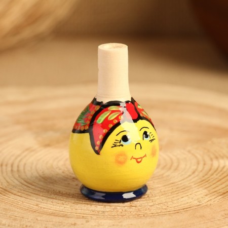 Whistle "Kolobok in a handkerchief", wood, mix-1