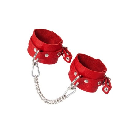 Shackles of Pecado BDSM, soft with eyelets, genuine leather, red-3