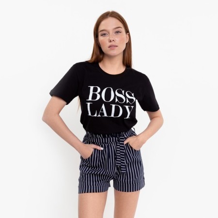Women's T -shirt with print "Ladi Boss", Black color, size 46-1