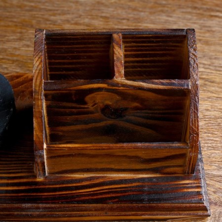 Set of desktop "Mayak": stand for pens, business card holder, 14 x 30 x 27 cm-1