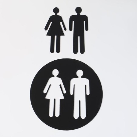 Наклейки на дверь в туалет WC "М и Ж", интерьерные, зеркальные, декор на стену-2