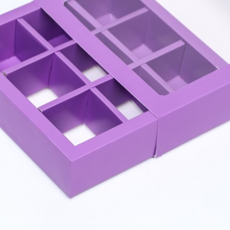 Box for 9 sweets with a shell, lilac, 14.5 x 14.5 x 3.5 cm-3