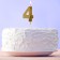 Candle for a cake, number "4", gold.