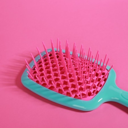 The comb is massage, wide, ventilated, 8.5 × 20.5 cm, PVC box, turquoise/pink color-5