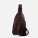 Male sling bag, artificial leather, headphone opening, brown color