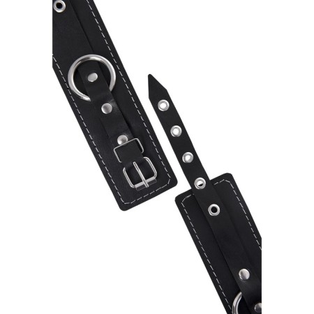 The handcuffs are two -layer with a white line Pecado BDSM, genuine leather, black-6